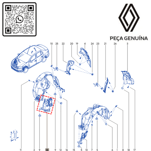 RN 27246R 638327246R PROTETOR DA CAIXA DE RODA DIANT. DIR, LOG IISAN II 3